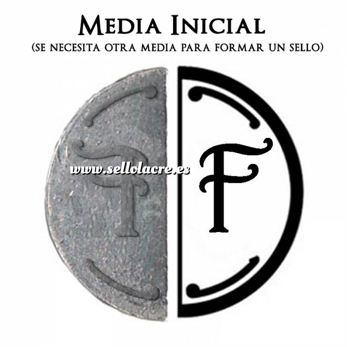 Imagen 2 Iniciales intercambiables Placa Media Inicial F para sello vacío de lacre (Últimas Unidades) 