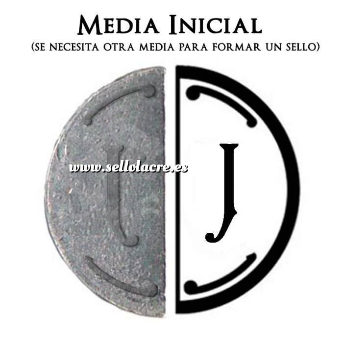 Imagen 2 Iniciales intercambiables Placa Media Inicial J para sello vacío de lacre (Últimas Unidades) 