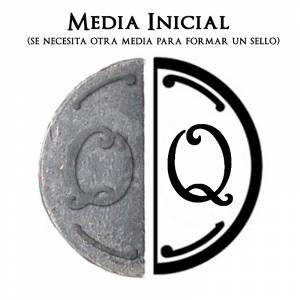 2 Iniciales intercambiables - Placa Media Inicial Q para sello vacío de lacre (Últimas Unidades) 